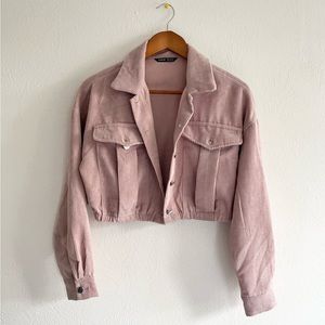 Cropped Coral Corduroy Jacket
